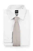 Structured tie in silk-cotton jacquard