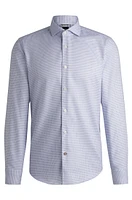 BOSS - Casual-fit shirt patterned cotton Blue