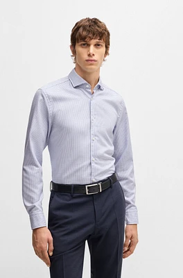 BOSS - Casual-fit shirt patterned cotton Blue