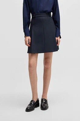 Pleat-front skirt with buttoned waist