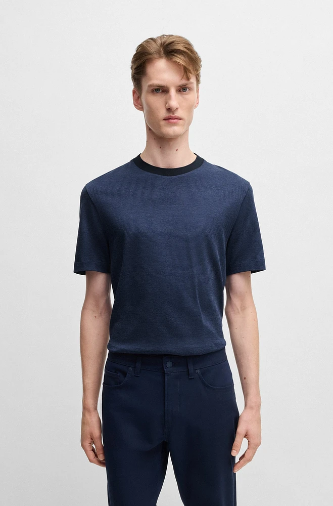 Mercerized-cotton T-shirt with contrast collar