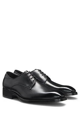 Burnished-leather Derby shoes with stitch details