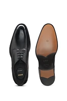 Burnished-leather Derby shoes with stitch details