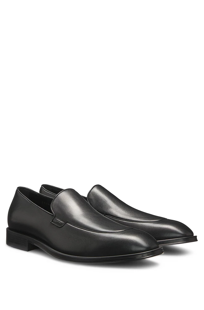 Leather loafers with apron toe