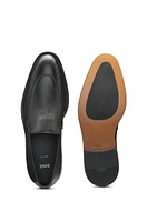 Leather loafers with apron toe