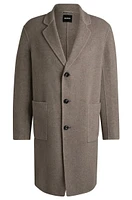 BOSS - Relaxed-fit coat a micro-patterned wool blend Khaki