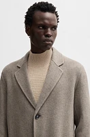 BOSS - Relaxed-fit coat a micro-patterned wool blend Khaki