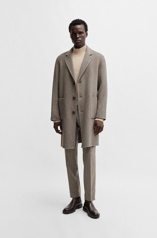 BOSS - Relaxed-fit coat a micro-patterned wool blend Khaki