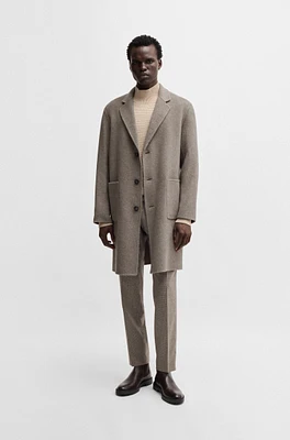 BOSS - Relaxed-fit coat a micro-patterned wool blend Khaki