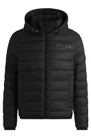 Water-repellent down jacket with tonal logo