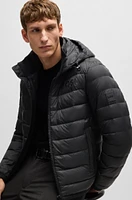 Water-repellent down jacket with tonal logo