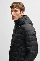 Water-repellent down jacket with tonal logo