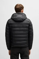 Water-repellent down jacket with tonal logo