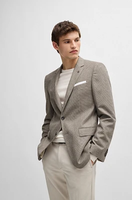 Slim-fit jacket micro-patterned stretch wool