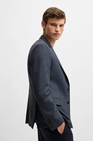 Slim-fit jacket micro-patterned stretch wool