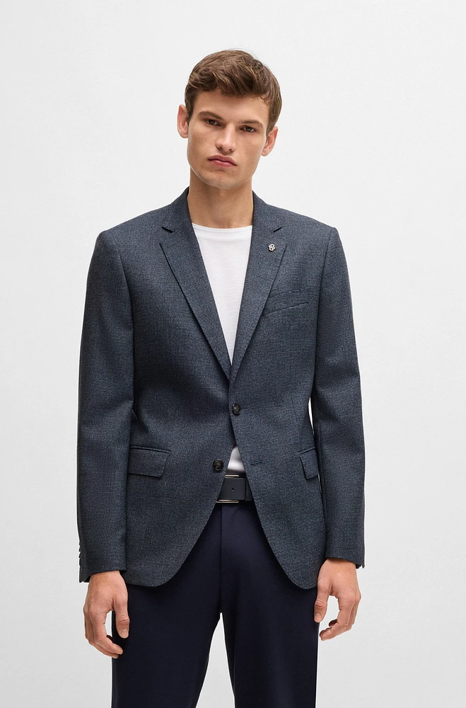 Slim-fit jacket micro-patterned stretch wool