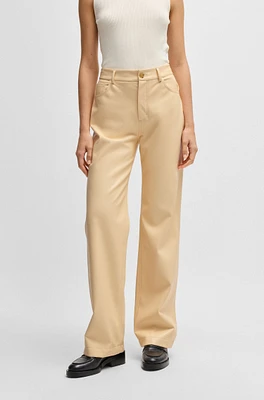 BOSS - Five-pocket trousers faux leather Light Beige