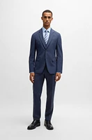 Slim-fit three-piece suit checked stretch cloth