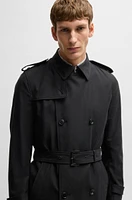 Slim-fit trench coat with double-breasted closure