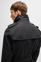 Slim-fit trench coat with double-breasted closure