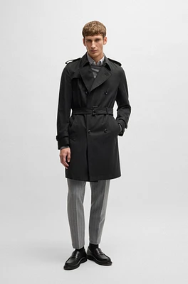 Slim-fit trench coat with double-breasted closure