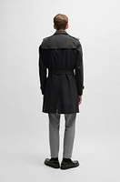 Slim-fit trench coat with double-breasted closure