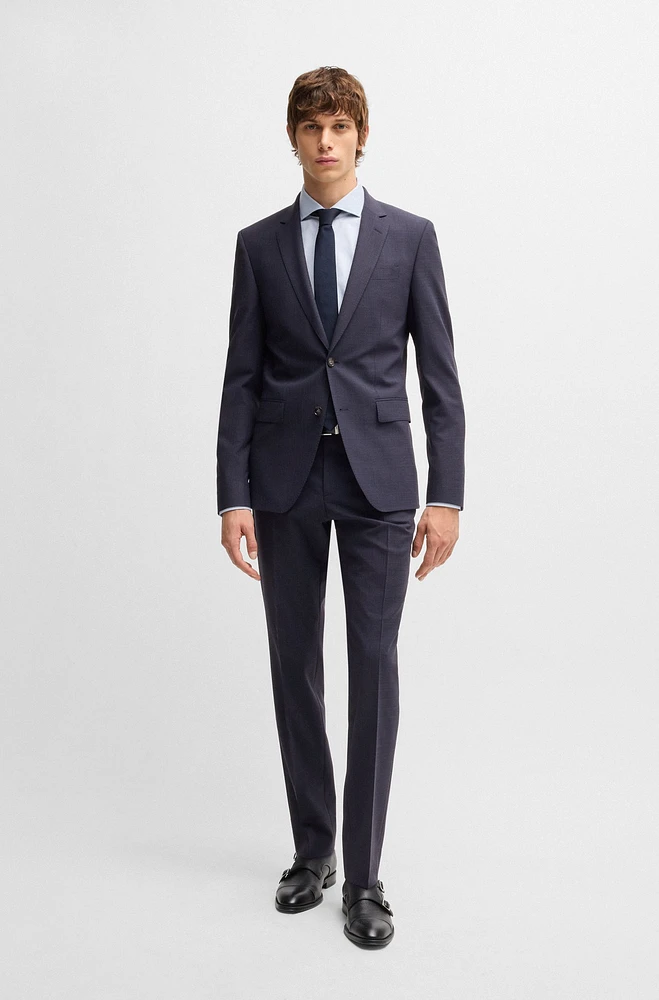 Slim-fit suit micro-patterned stretch cloth