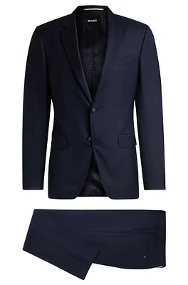 Slim-fit suit patterned wool and silk