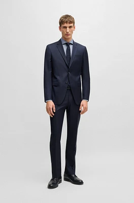 Slim-fit suit patterned wool and silk