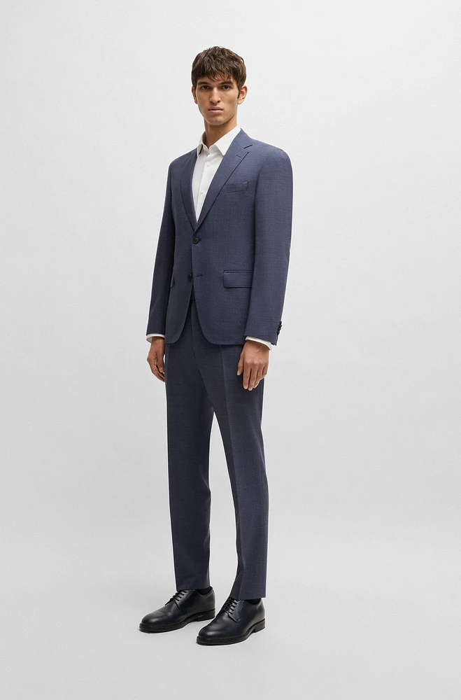 Slim-fit suit micro-patterned performance-stretch fabric