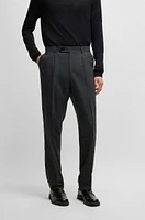 BOSS - Slim-fit suit patterned wool, linen and stretch Grey