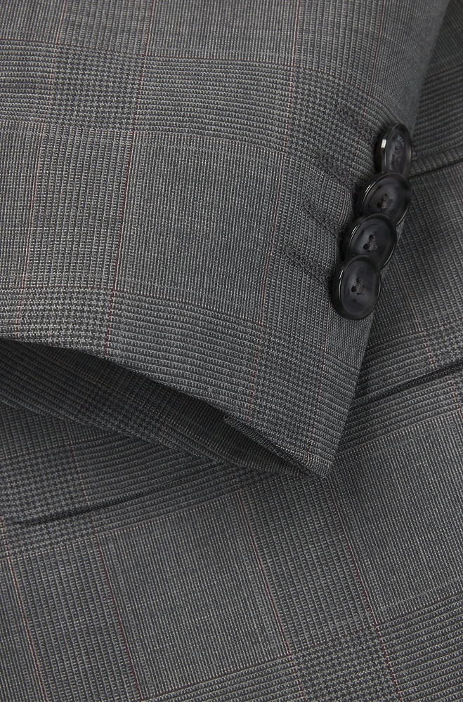 Slim-fit suit checked wool