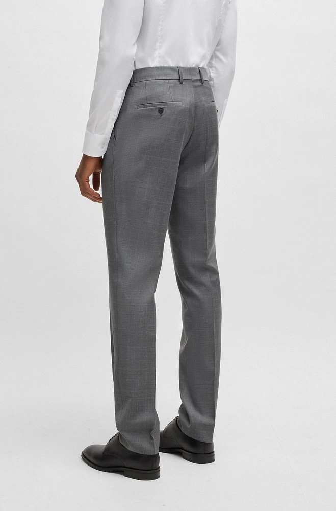 Slim-fit suit checked wool