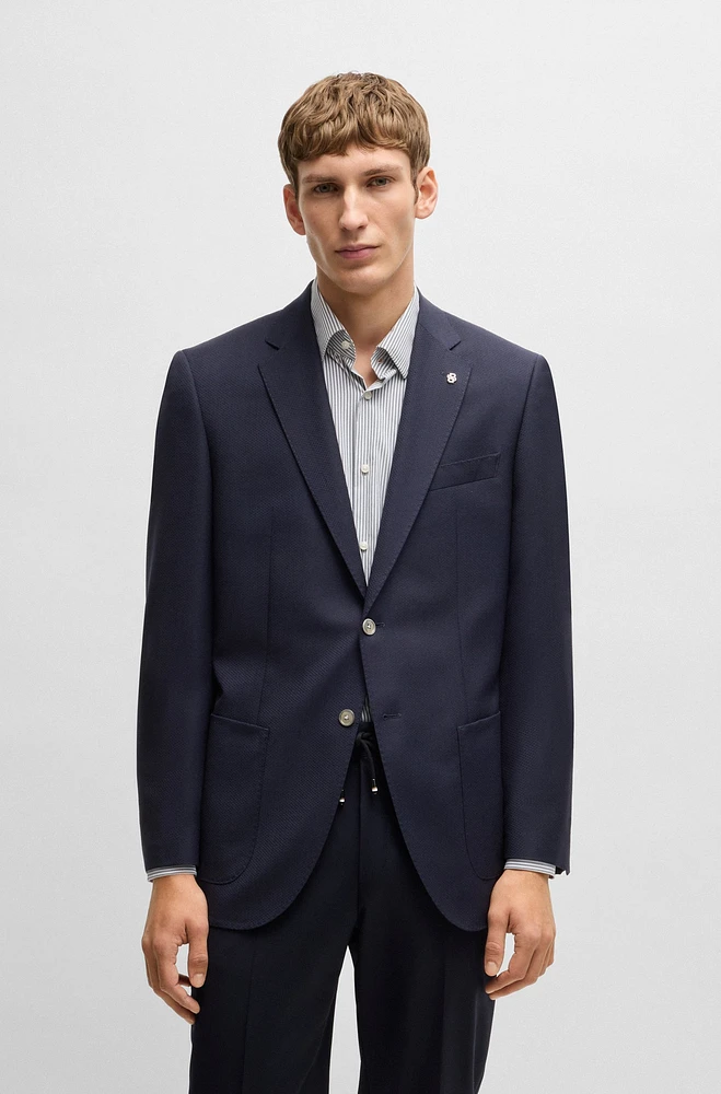 Regular-fit suit jacket micro-patterned virgin wool