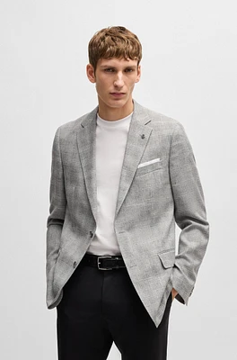 Slim-fit suit jacket a checked wool blend