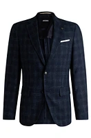 Slim-fit suit jacket a checked wool blend