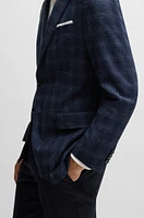 Slim-fit suit jacket a checked wool blend