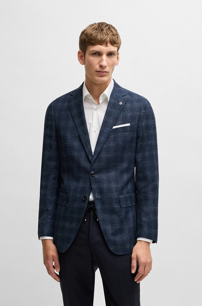 Slim-fit suit jacket a checked wool blend