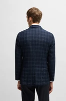 Slim-fit suit jacket a checked wool blend