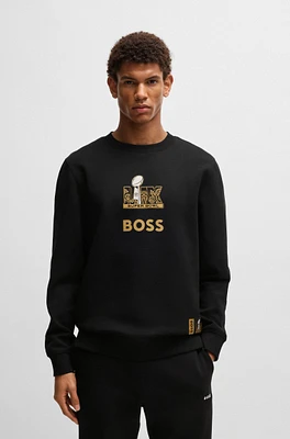 BOSS x NFL stretch sweatshirt with gold-tone artwork