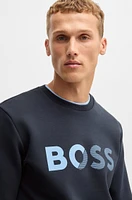 BOSS - Regular-fit sweatshirt with logo print Dark Blue