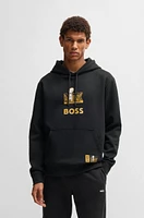 BOSS x NFL stretch hoodie with gold-tone artwork