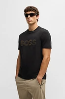 Stretch-cotton T-shirt with large logo