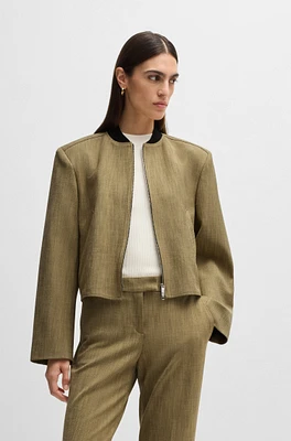 BOSS - Relaxed-fit jacket herringbone stretch fabric Patterned