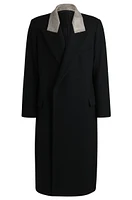 Wool coat with peak lapels