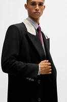 Wool coat with peak lapels