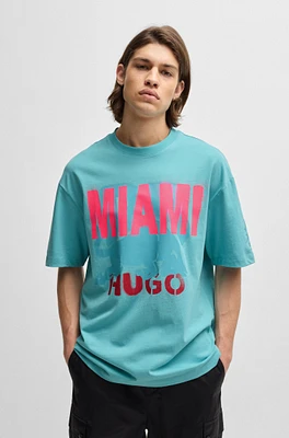 Cotton-jersey T-shirt with special Miami print