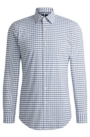 Slim-fit shirt checked performance-stretch material