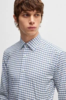 Slim-fit shirt checked performance-stretch material