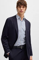 Slim-fit shirt checked performance-stretch material